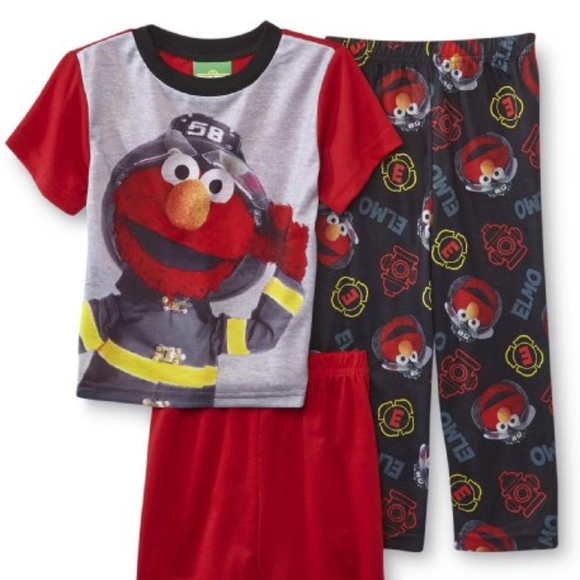 Toddler Sesame Street 3-Piece Pajamas Elmo Sizes 4T NWT